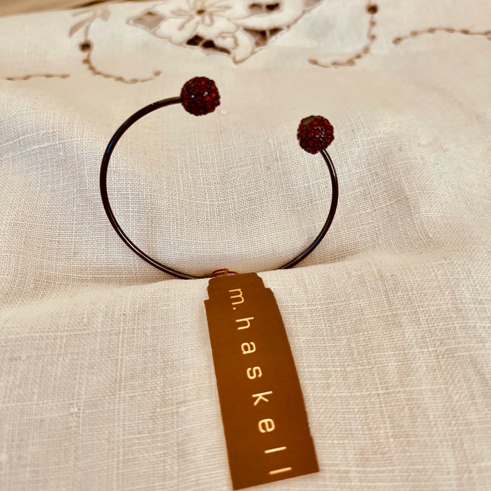 M Haskell Red Beaded Women's Cuff Bracelet